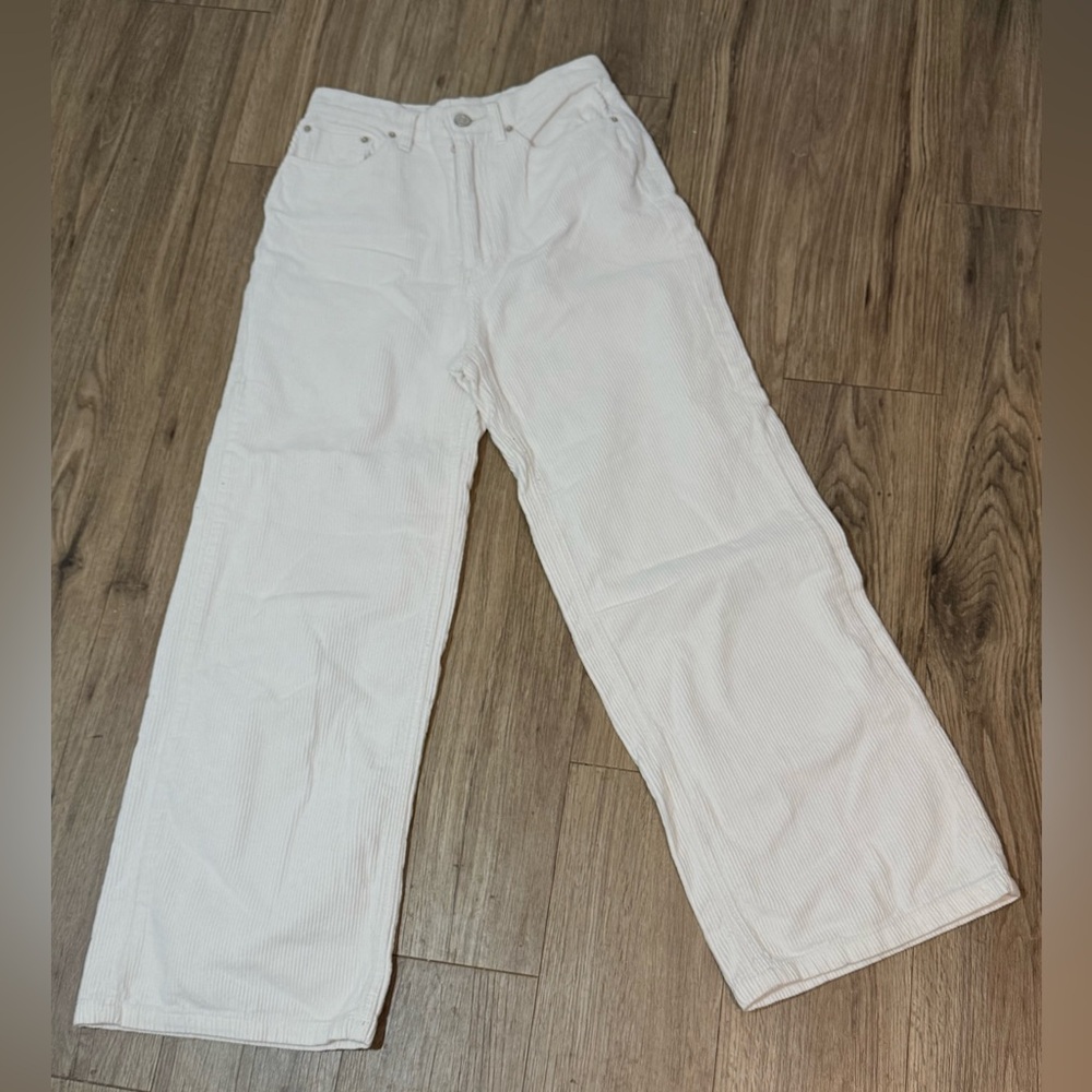 BDG Ivory White Corduroy Trousers High Waist Wide Size 26